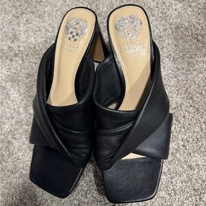 Vince Camuto Black Leather Mules